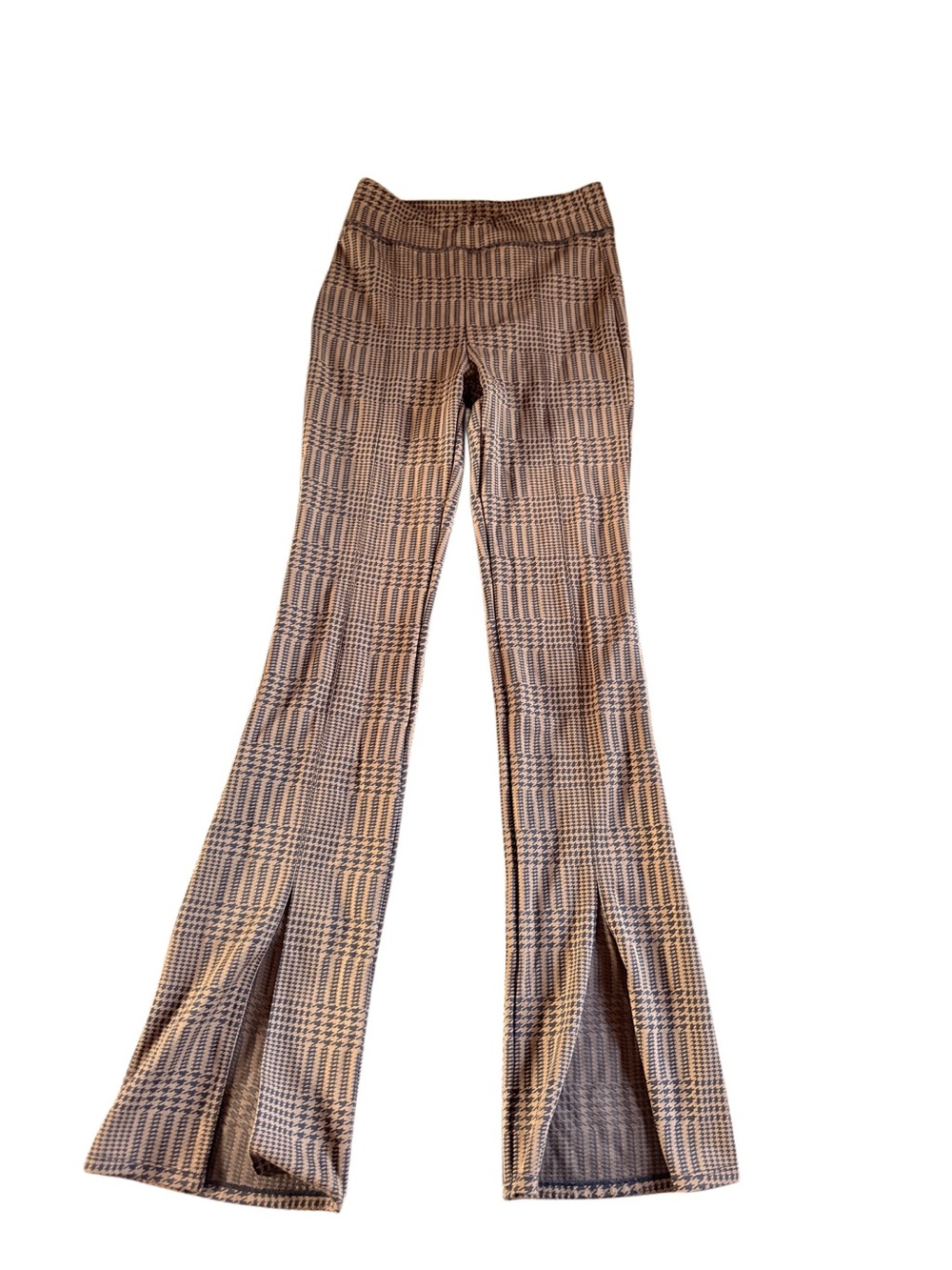 Alo yoga brown checkered flare leggings pants Sz s
